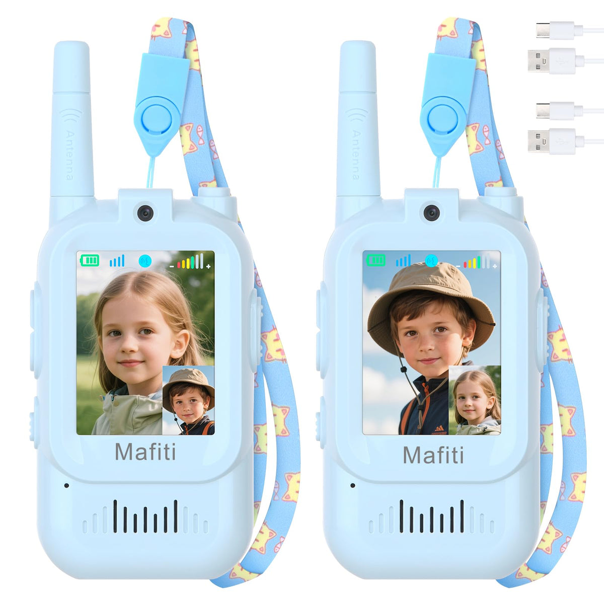 Mafiti Toys Video Walkie Talkies for Kids 2 Pack Rechargeable Long Range