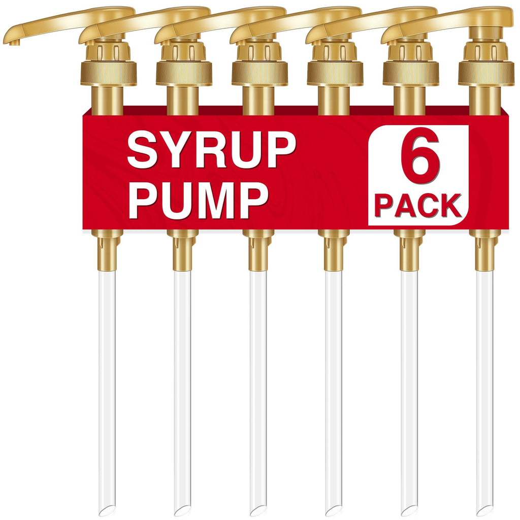 VOISEN Coffee Syrup Pump, 6 Pack Gold Syrup Pump