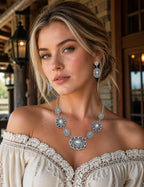TOPACC Western Jewelry Set for Women Metal Vintage Western Necklace with Earrings Cowgirl Jewelry‌ for Country Concert Outfit