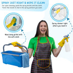 Window Cleaning Kit for Home and Commercial Use, 6 Ft Long Handle Professional Glasses Cleaner Squeegee with 3 Gallon Bucket and Spray Bottle and Scrubber, Car Windshield Washing Tool