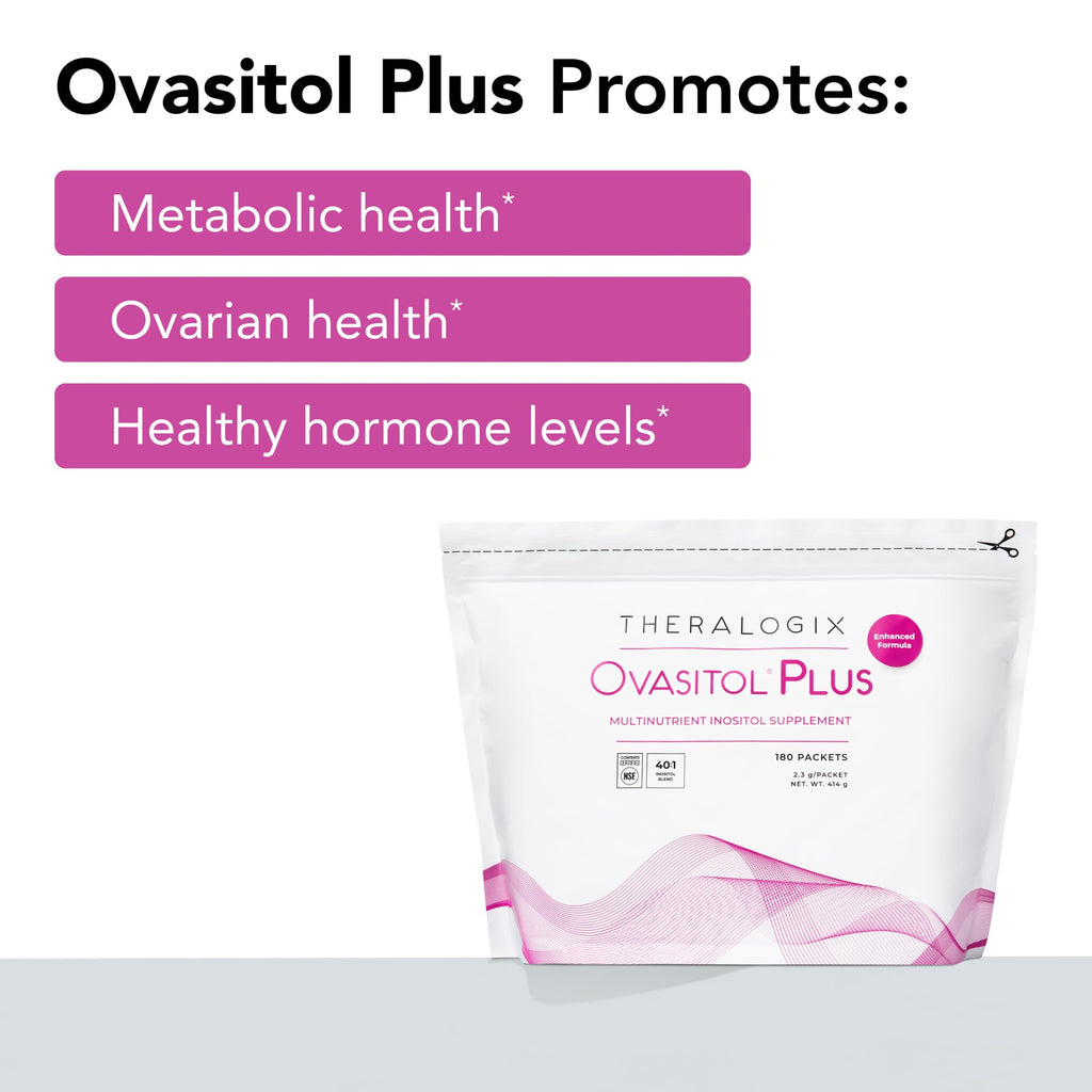 Theralogix Ovasitol Plus Metabolic Health Supplement - Myo-Inositol & D-Chiro Inositol+Chromium Picolinate+Alpha-lactalbumin & Vitamin D - 90-Day Supply - Unflavored - 180 Count