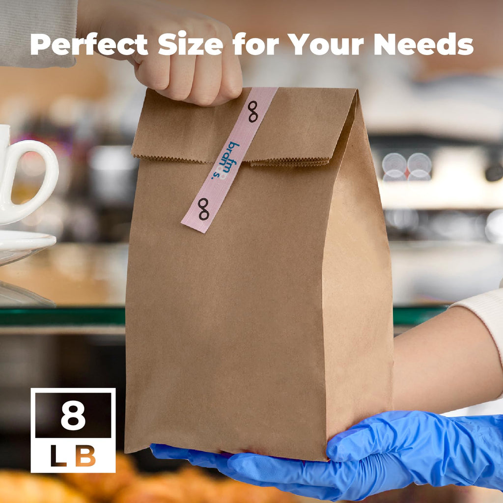 FMP Brands 500 Pack 8 lb Brown Paper Lunch Bags, 12.4 x 6 x 4 Premium Kraft Paper Bags Bulk for Small Business, Recyclable Snack Sacks, Durable Paper Grocery Bag for Food Storage, Packing