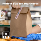 FMP Brands 500 Pack 8 lb Brown Paper Lunch Bags, 12.4 x 6 x 4 Premium Kraft Paper Bags Bulk for Small Business, Recyclable Snack Sacks, Durable Paper Grocery Bag for Food Storage, Packing