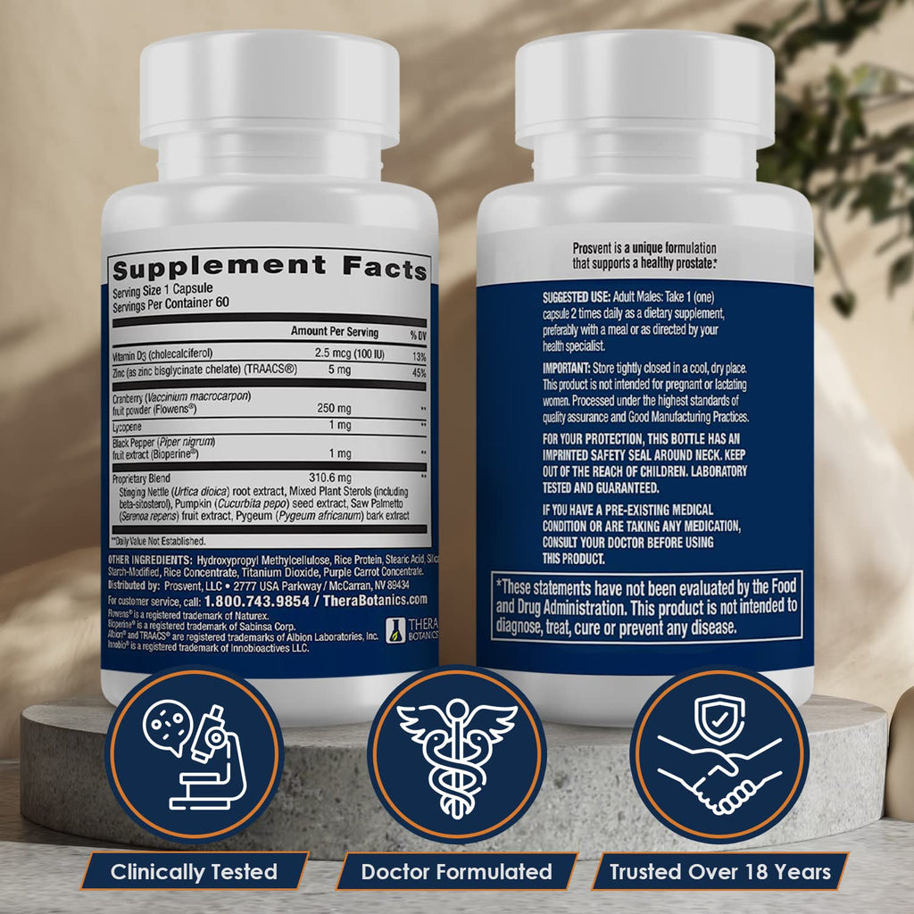 Prosvent Advanced Prostate Support Ultra - Natural Supplement with Saw Palmetto, Pygeum, Lycopene, Stinging Nettle, Beta Sitosterol, Cranberry and More to Ease Urinary Frequency & Urgency (60 Count)