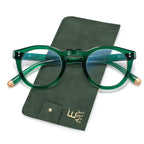 EASY READ Retro Round Blue Light Blocking Reading Glasses for Women,Anti UV Readers for Women with Spring Hinge(Green,+2.00)