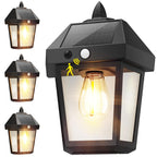 DERAYSION 4 Pack Solar Wall Lanterns,9 Inch Solar Porch Light with Motion Sensor, 3 Mode Adjustable Brightness Waterproof Outdoor Wall Lights for Porch Door Patio Fence Garage