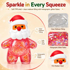 4Pcs Christmas Squishies Toy, Shiny Slow Rising Squeeze Squishy Toys with Soft Body, Fidget Stress Ball, Santa, Snowman,Reindeer,Christmas Tree, Stocking Stuffers, White Elephant Gift for Kids Teens