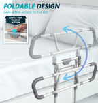 Packve Foldable Bed Rails for Elderly Adults Safety - Bed Side Assist Rail for Seniors with Extendable Guard Rails & Storage Bag, Adjustable Height Bedrails for Queen King Full Size Bed