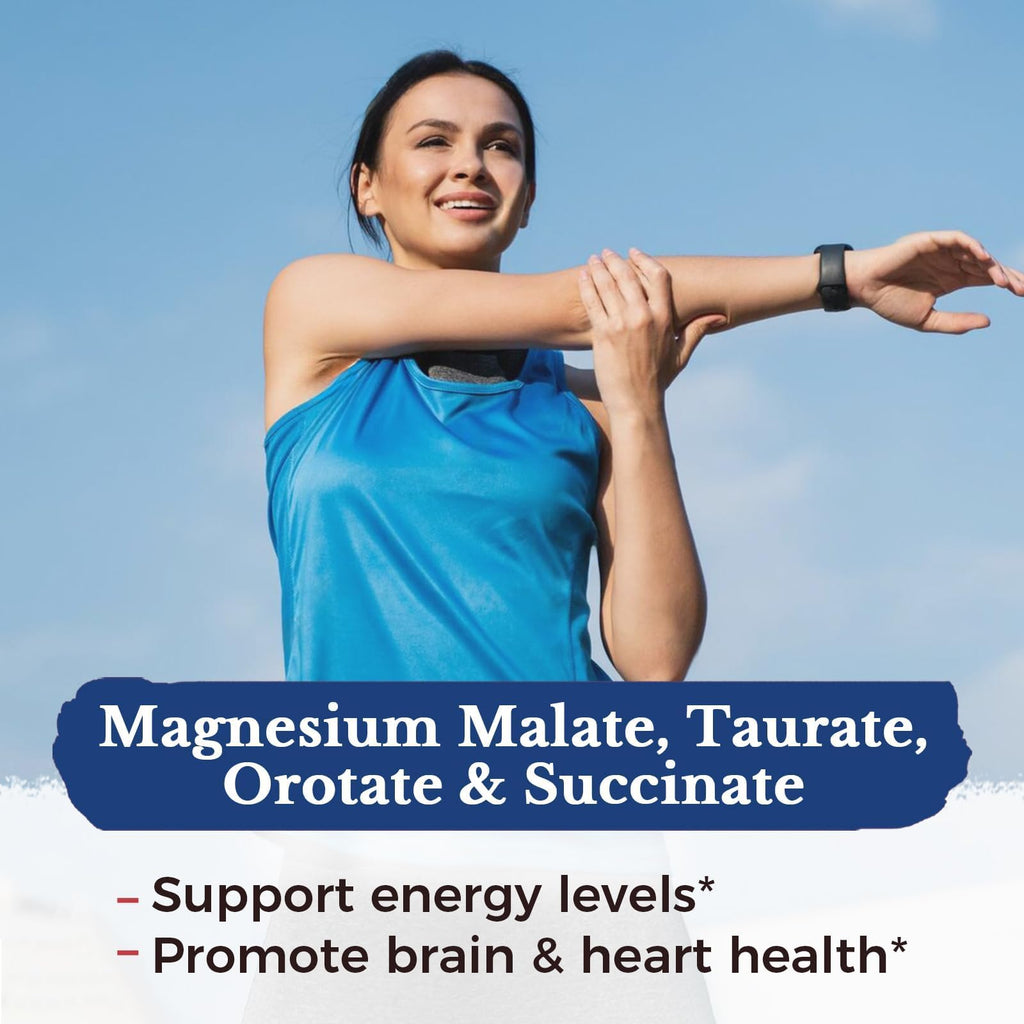 Vitalitown 10 in 1 Magnesium Complex Supplement - 400mg Elemental Magnesium Chelated with Glycinate, Citrate, Malate, Taurate & More - for Sleep Heart Energy, Non-GMO, Vegan, 240 Caps