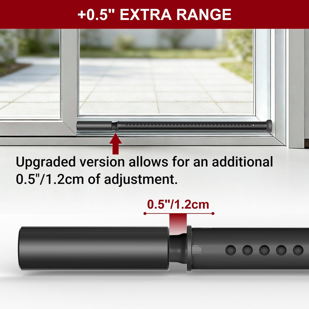 AceMining Sliding Door Security Bar,Heavy Duty Sliding Patio Door Lock Bar, 20-50inch Adjustable Multi-use Window Security Bars, Sliding Door Stopper,Black,1Pack