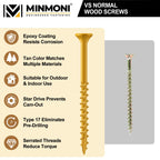 #10 x 2-1/2" Wood Deck Screws 360pcs (5lb Box), Trox Flat-Head Exterior Screws, Multiple Size Available, Tan, T25 Star Bit Included