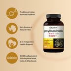 NatureBell Psyllium Husk Fiber Capsules 2,000mg Per Serving, 360 Caps | Soluble Fiber Supplement | 3-in-1 with Inulin & Chia Seed | Plant Based, Non-GMO, Gluten Free