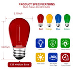 Meconard 24 Pack S14 LED Outdoor String Light Replacement Bulbs, Multicolor