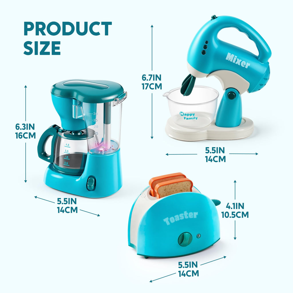 Joyin Play Kitchen Toys, Pretend Food Kitchen Accessories Girls Toy with Coffee Maker, Mixer, Toaster with Realistic Lights& Sounds, Birthday Gift for Kids, Gifts for Christmas