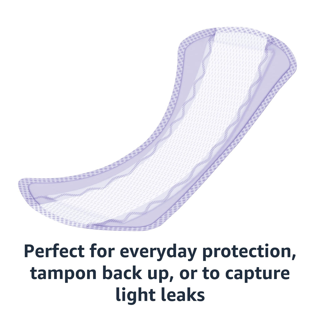 Amazon Basics Daily Pantiliner, Regular Length, Thin Absorbent Feminine Pads for Women, Unscented, 50 Count (Previously Solimo)