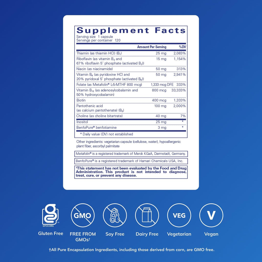 Pure Encapsulations PureGenomics B-Complex - Broad Spectrum B Vitamin Support for Genetic Expression, Cellular Function, Hormone Production & Energy Metabolism* - with Vitamin B12 & B6-120 Capsules