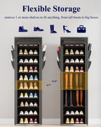 Kitsure 10-Tier Shoe Rack with Cover, Vertical Shelf, 17.5" Wide, Black