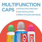 Chrome Cherry SqueezMe Self-Closing Toothpaste Caps, Silicone Lid for Kids & Adults, No Mess Toothpaste Dispenser, Easy Squeezer Cap for Tubes, Bathroom Accessory, Glitter, Pack of 6
