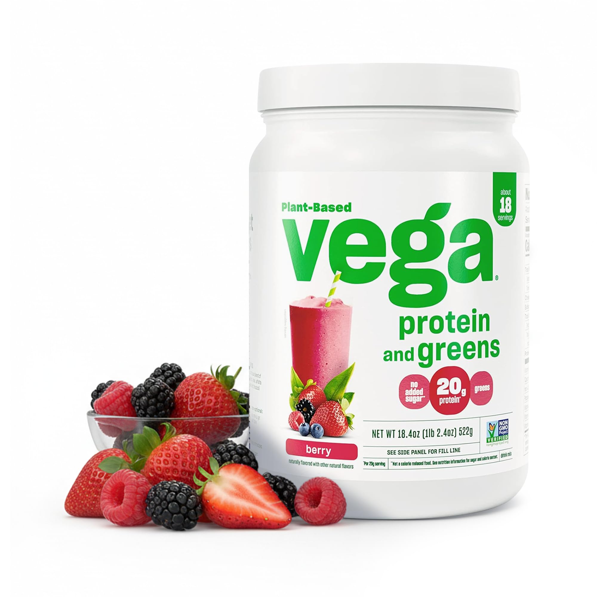 Vega Protein and Greens Protein Powder, Coconut Almond - 20g Plant Based Protein Plus Veggies, Vegan, Non GMO, Pea Protein for Women and Men, 1.1 lbs (Packaging May Vary)