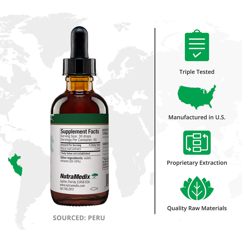 NutraMedix Maca Liquid Tincture - Mood Supplement Drops with Peruvian Maca Root Extract for Women's Health - Herbal Support for Hormonal Health & Mood - Vegan Supplements (2oz / 60ml)