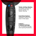 REVLON Turbo Hair Dryer | 1875 Watts of Maximum Shine, Fast Dry (Silver)