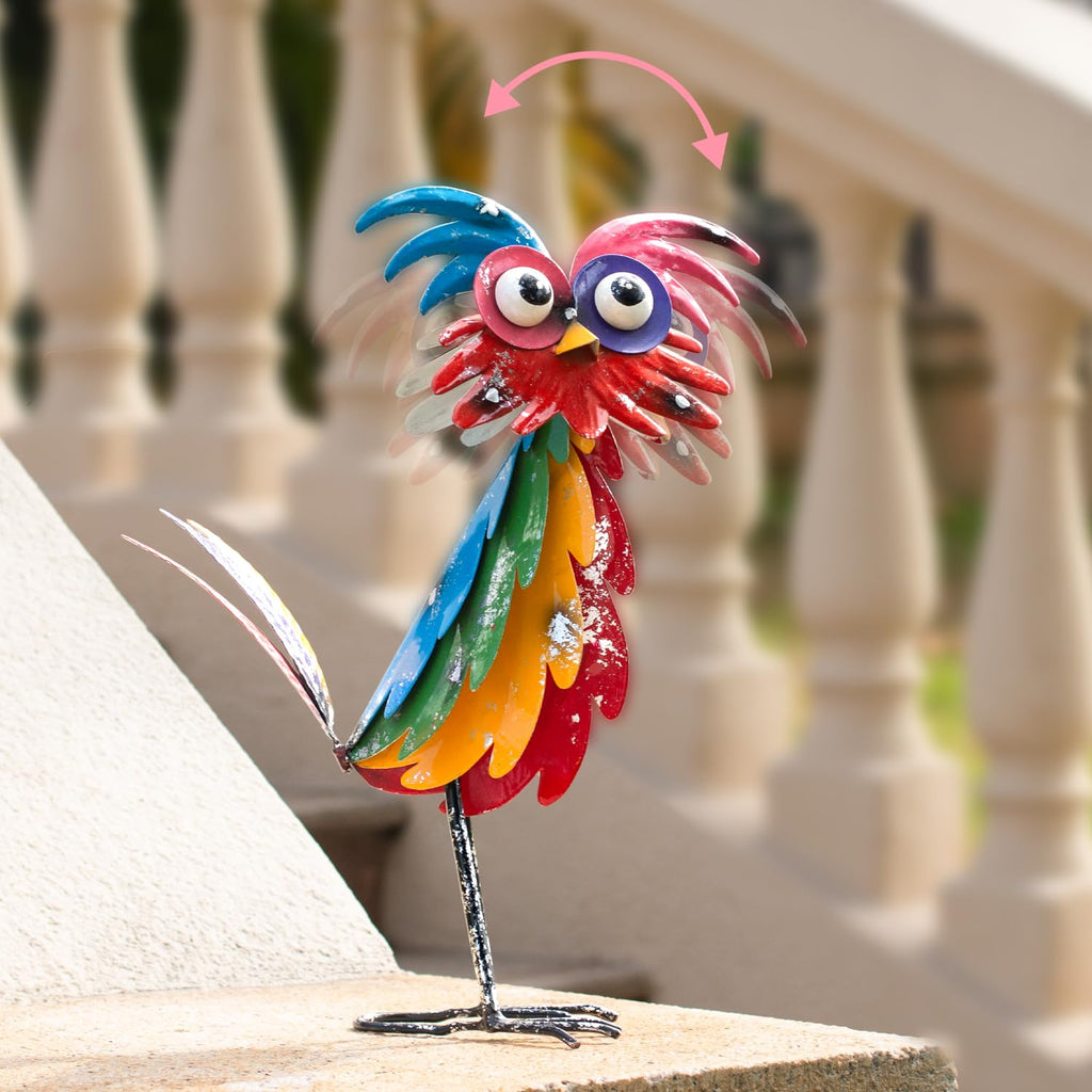 Natelf Wacky Metal Owl Yard Statue Decoration Outdoor Bird Figurine