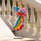 Natelf Wacky Metal Owl Yard Statue Decoration Outdoor Bird Figurine