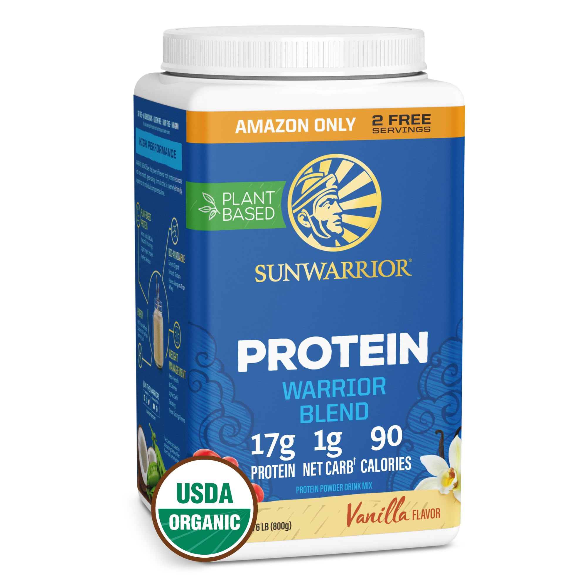 Organic Plant Based Protein Powder | Vegan Organic Protein Powder Vanilla Flavored with BCAA Amino Acids & Hemp Seed Pea Blend | Non-GMO Soy Dairy Filler & Gluten Free (Vanilla, 32 Servings)