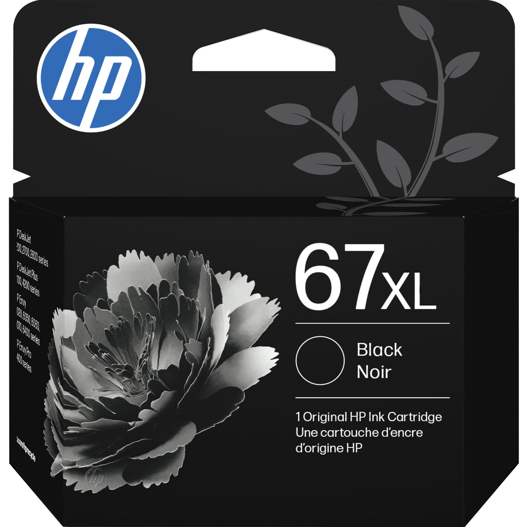 HP 67XL Black High-Yield Ink Cartridge | Works with DeskJet 1255, 2700, 4100, Envy 6000, 6400 Series | Eligible for Instant Ink | 3YM57AN | Packaging May Vary
