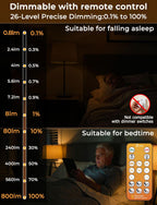 Wivety Amber Sleep Light Bulbs 1600K with Remote Control, E26 Blue Light Blocking A19, 9W for Sleep Therapy, Baby Nursery, Bedroom (4 Packs)