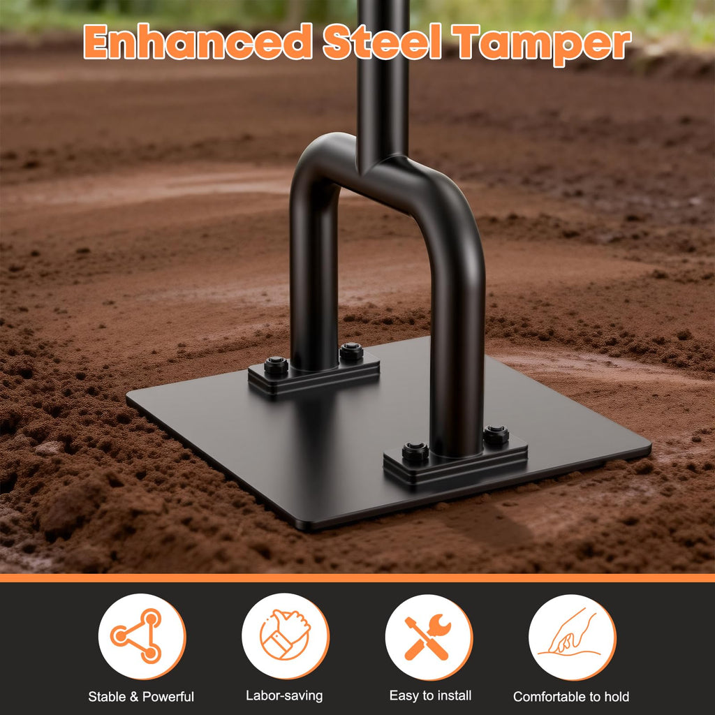 10"x10" Heavy Duty Steel Tamper Tool with 48" Handle