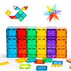 Gemmicc Magnetic Tiles, Deluxe 136 PCS Building Blocks Magnet Toys for Kids,3D Magnet Puzzles Stacking Blocks for Boys Girls,Huge Set with 2 Cars