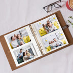 Photo Album 4x6 300 Photos, Genuine Leather Photo Albums with Writing Space with 30 Writing Paper, Travel Family Wedding Kids Graduation Ultrasound Baby Picture Album Scrapbook Photo Album (Simple)