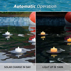 GGNOO Solar Floating Pool Lights, 3-Pack Solar-Powered Float Candles Lamps Tea Light for Pond Party Garden Backyard Outdoor Decor
