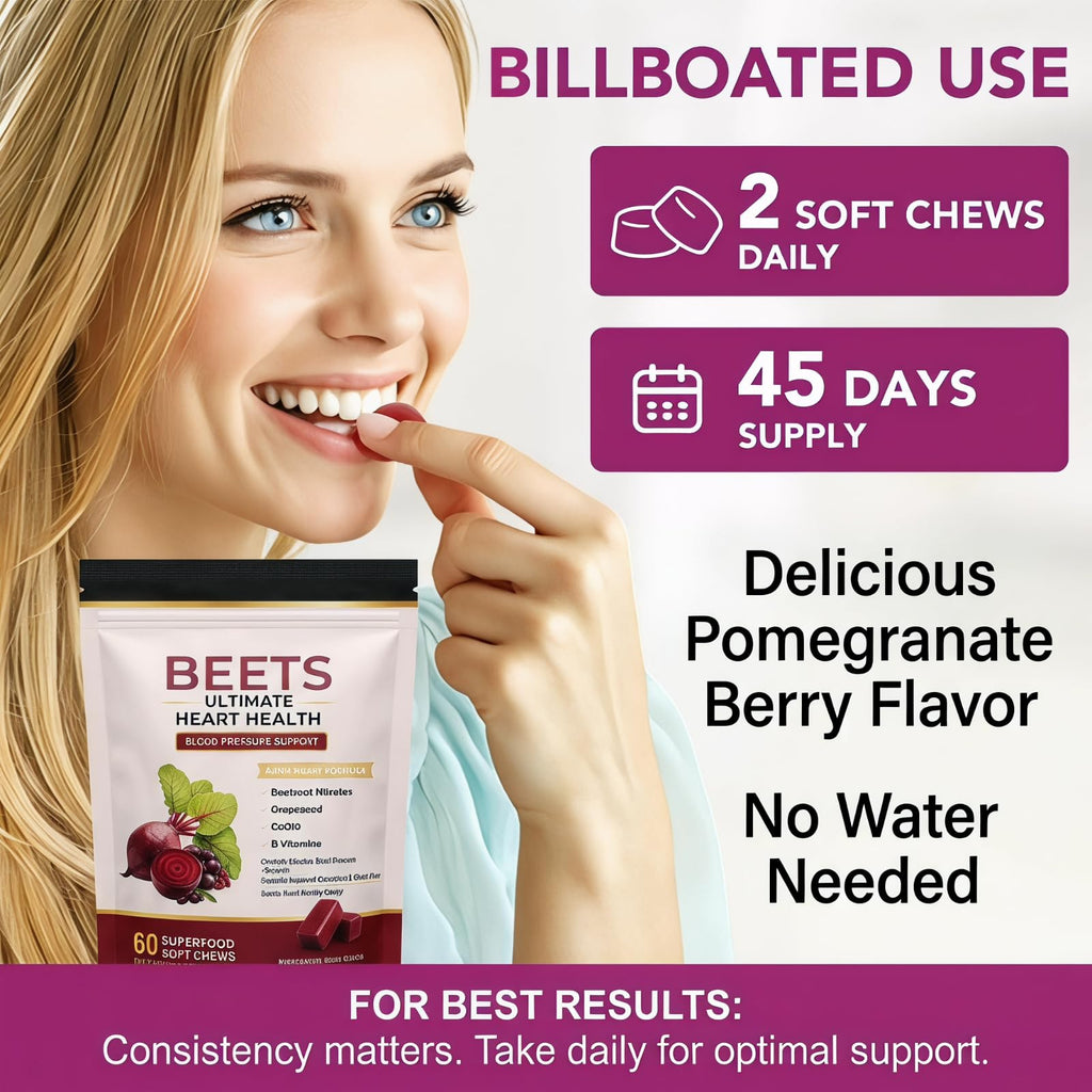 EOQIFJM Beet Chews 4-in-1, 60 Count