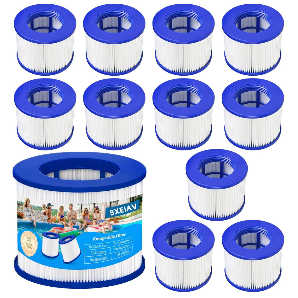 SXEIAV Hot Tub Replacement Threaded Filter Cartridges,Screw-in Hot Tub spa Filters for All Relxtime, Aleko, Wejoy,Aquaspa Hot Tubs & Other Spas(12 Pack)