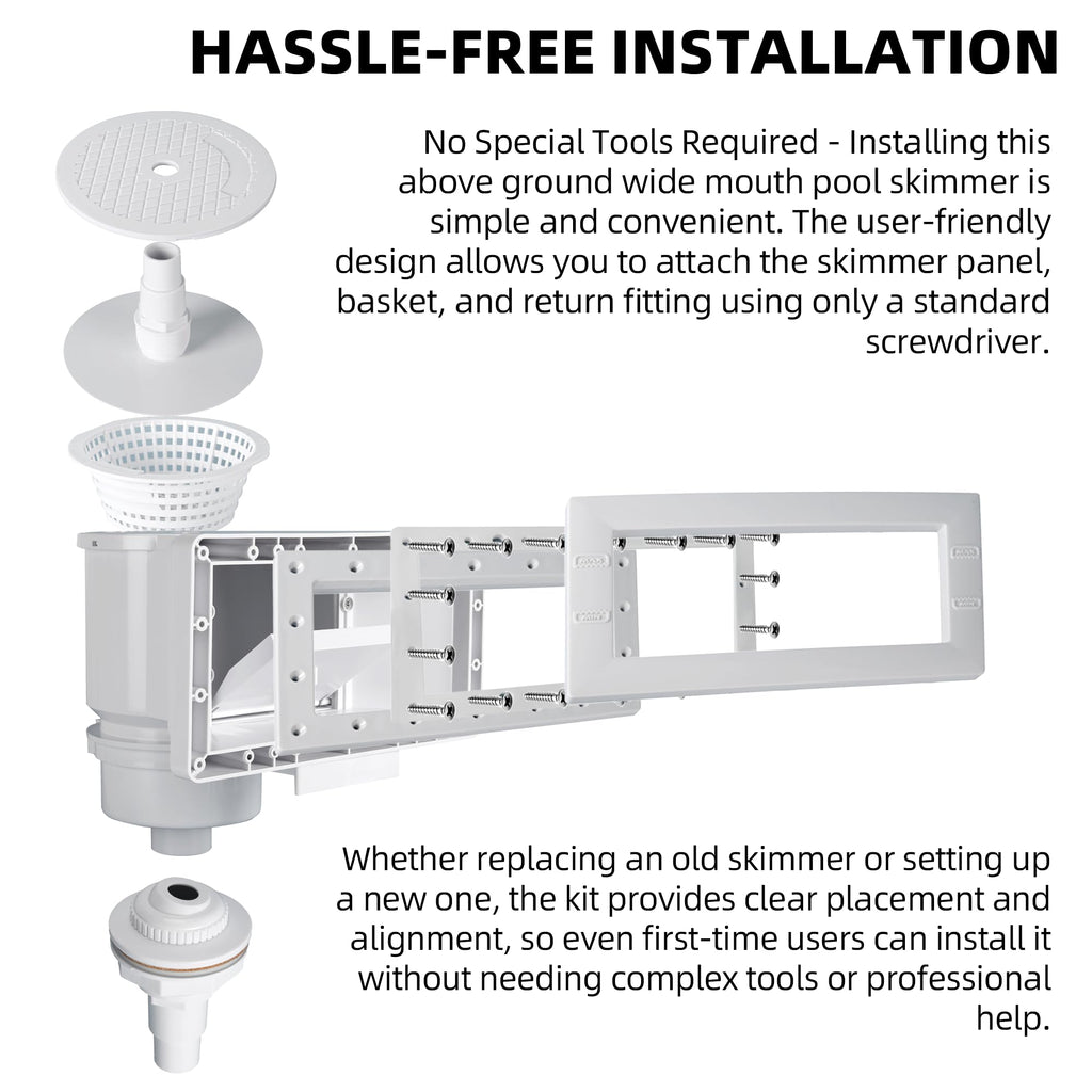 TonGass Complete-Set SP1091WM Thru-Wall Skimmer Kit Compatible with Hayward Above-Ground Pool Skimmers, Wide Mouth Through Wall Skimmer Set for SP1091WM Dyna-Skim Above-Ground Pool Skimmers