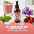 Saffron Supplements for Kids & Adults – Made with Pure Saffron Extract – Vegan, Fast Absorbing – Mix with Drinks – Supports Eye Health, Emotional Balance and Antioxidant Level Boost (Strawberry, 60mL)