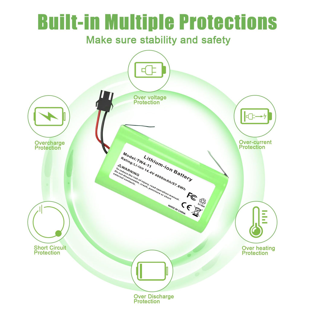 4000mAh 14.4V Replacement Battery for Eufy, Ecovacs Deebot Robot Vacuum