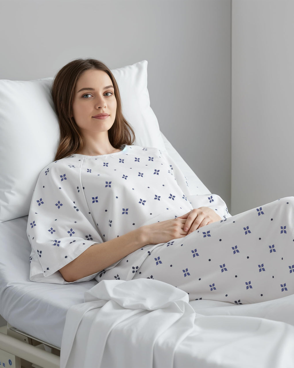 Unisex Hospital Gowns Back-Tie Fits Sizes up to 2XL, Blue Star, Pack of 6