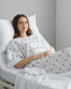 Unisex Hospital Gowns Back-Tie Fits Sizes up to 2XL, Blue Star, Pack of 6