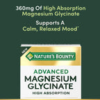 Nature's Bounty Calm Magnesium Glycinate Supplement - High Absorption Magnesium for Relaxed Mood, Heart & Bone Health, 90 Capsules