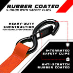 Retractable Ratchet Straps (2-Pack) - Heavy Duty Auto Slow Retraction Tie Down Straps - 1 Inch x 13 Feet (1,800lb Break Strength) for Truck, Cargo Trailer, Motorcycle, ATV, UTV - Red