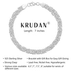 Krudan 925 Sterling Silver Byzantine Bracelet for Women Chunky Bracelets Handmade Jewelry Gifts for Her (length 7 inches)