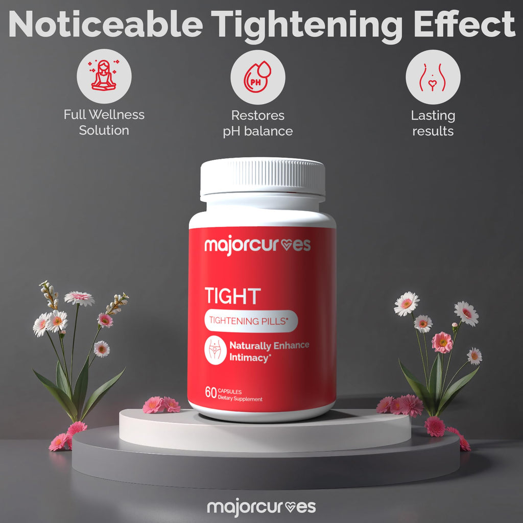 Major Curves Vaginal Tightening Pills – Feminine Support Supplement for Tone, Moisture & Intimate Wellness – V Rejuvenation & Odor Control with Herbal Extracts – Made in USA