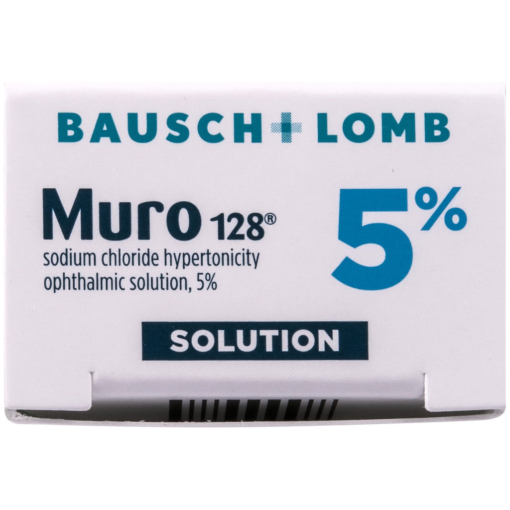 Muro 128 Solution, Temporary Relief of Corneal Edema, Eye Care, Sodium Chloride Hypertonicity Ophthalmic Solution 5%, 0.5 Fl. Oz