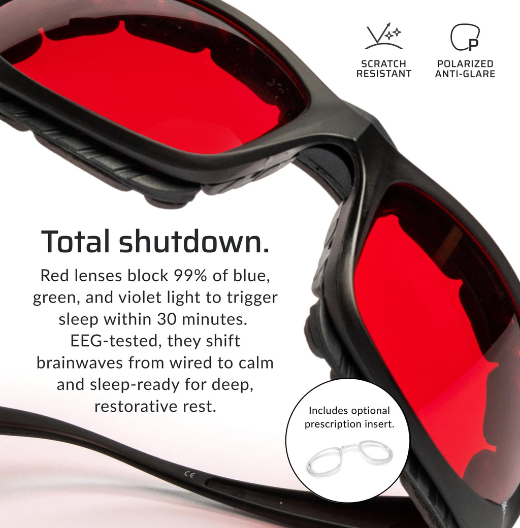 TrueDark by Dave Asprey | Twilights Classic | Blue Light Glasses for Women & Men, Red Lenses Block 99% Blue, Green & Violet Light for Night Use