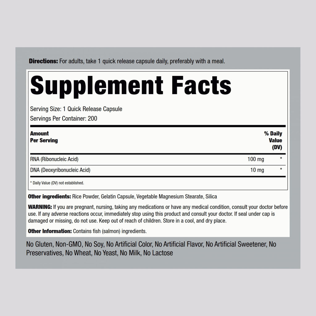 Piping Rock RNA DNA Supplement | 200 Capsules