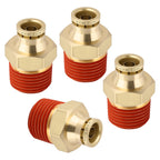 Boeray 3/8" Quick Push to Connect Fittings Brass Union Straight Joint DOT Approved 3/8" Tube OD x 1/2" NPT Thread Air Line Adapter Air Suspension Kit for Truck Trailers and Air Brake System 4pcs