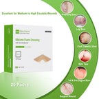 NeuHeils Silicone Foam Dressing with Gentle Border 4''x4'' for Bed Sore Leg Ulcer 20 Pack, High Absorbency Waterproof Silicone Wound Bandage